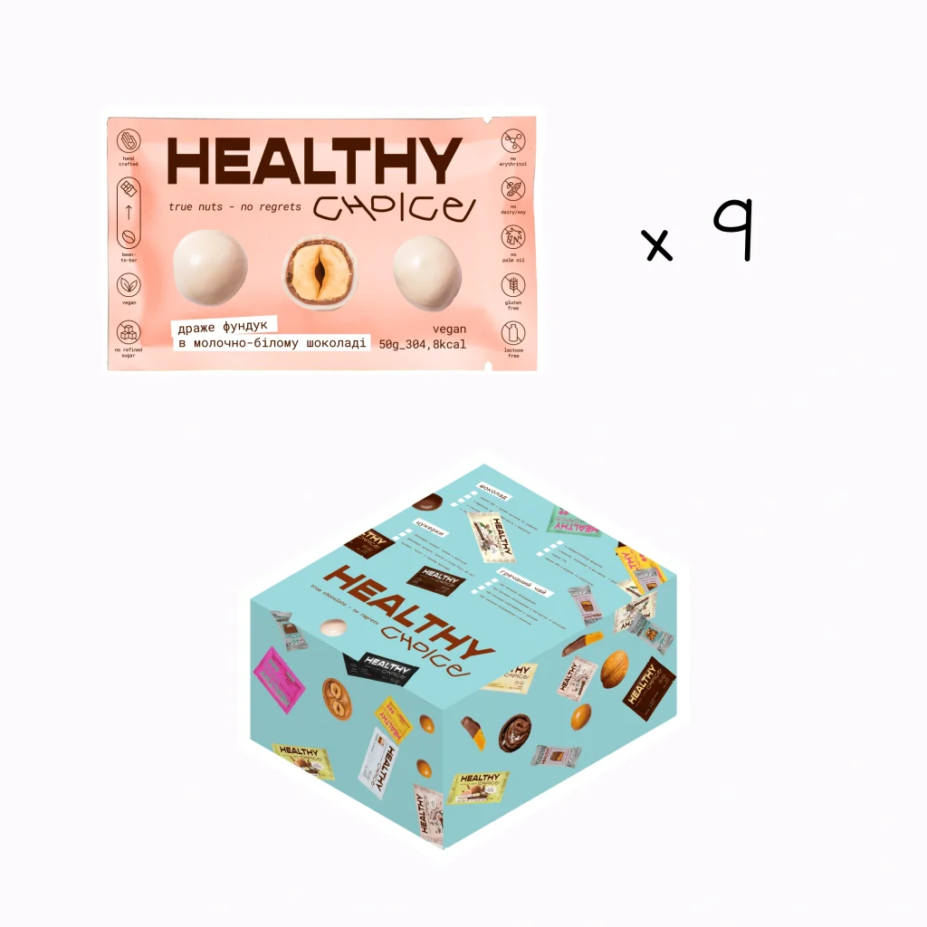 шоу бокс драже фендук у молочно білому шоколаді