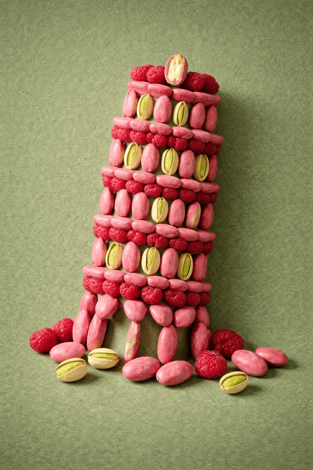 драже фісташка в малиновому шоколаді