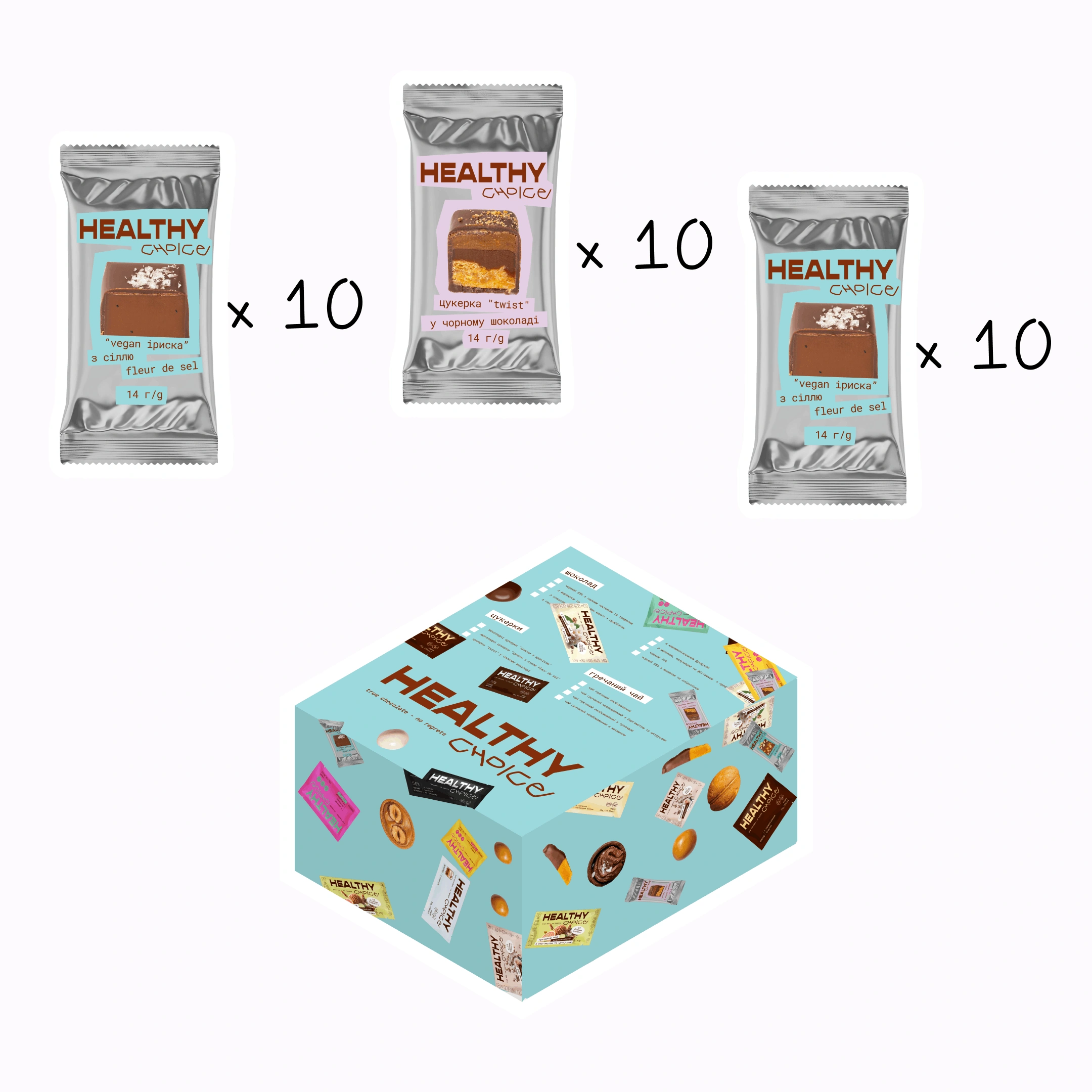 шоу бокс мікс цукерки твіст + іриски сіль + іриски арахіс