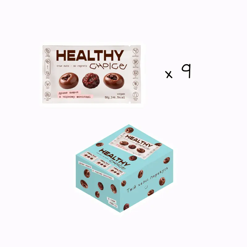 шоу бокс драже вишня в чорному шоколаді